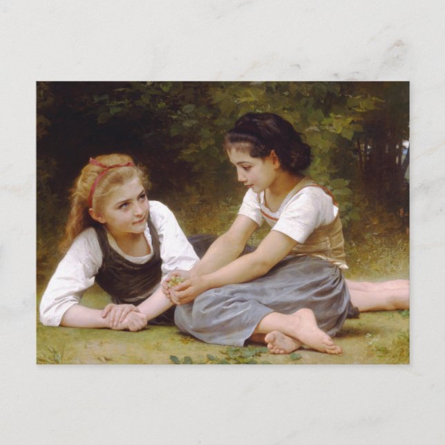 Bouguereau's 1882 The Nut Gatherers Les noisettes Postkarte (Vorderseite)
