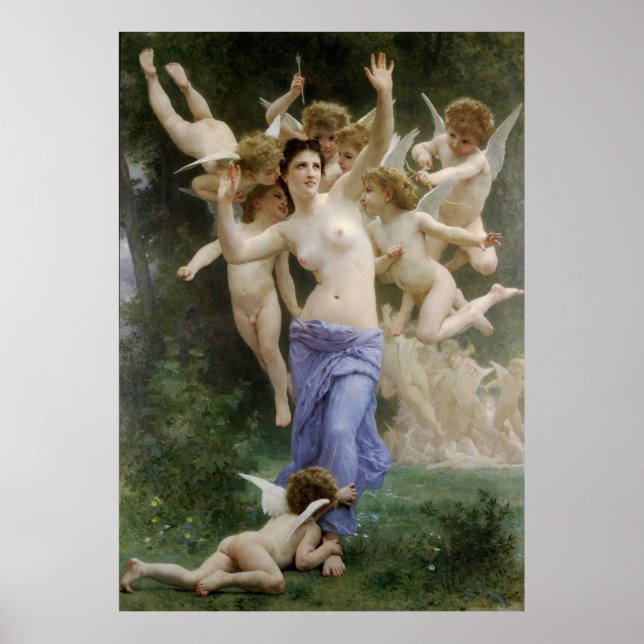 Bouguereau's Classic 1892, der das Nest des Waspen Poster (Vorne)