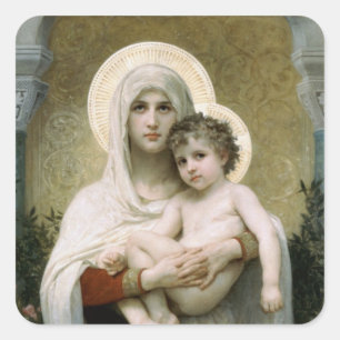 Bouguereaus Die Madonna der Rosen (1903) Quadratischer Aufkleber