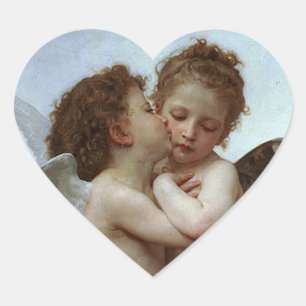 Bouguereau's L'Amour et Psyche, enfants (Cupid) Herz-Aufkleber