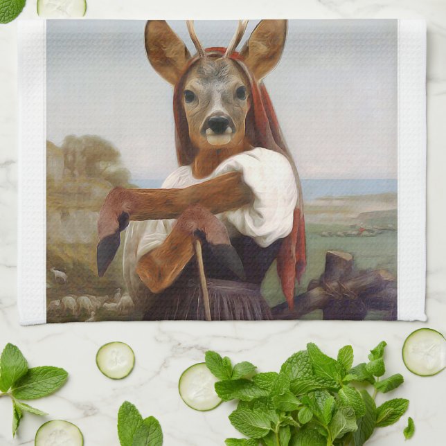 Bouguereau's Liebste Hirschferdin Geschirrtuch (Gefaltet)
