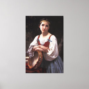 Bouguereau's Sinti und Roma Girl mit einem baskisc Leinwanddruck
