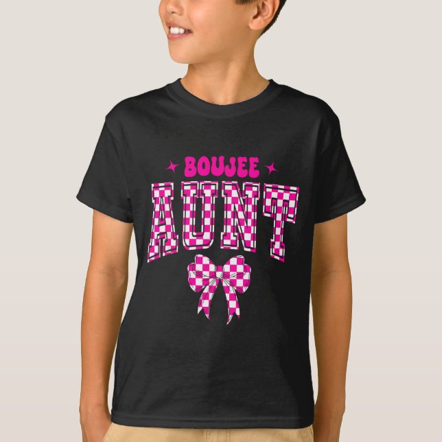 Boujee Aunt Nk Checkered Bow Birthday Family Match T-Shirt (Vorderseite)