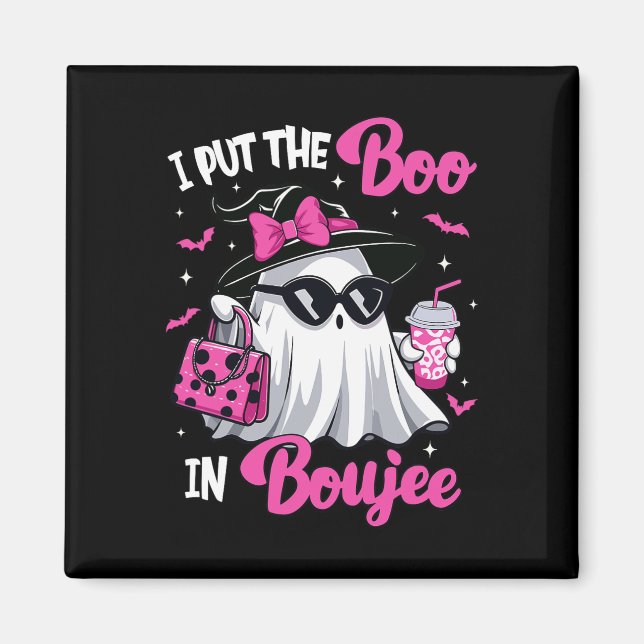 Boujee Boo Jee Spooky Ghost Pink Halloween Pumpkin Magnet (Vorne)