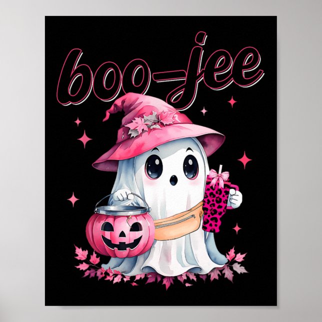 Boujee Boo Jee Spooky Ghost Pink Halloween Pumpkin Poster (Vorne)