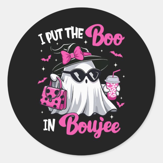 Boujee Boo Jee Spooky Ghost Pink Halloween Pumpkin Runder Aufkleber (Vorderseite)