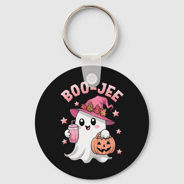 Boujee Boo Jee Spooky Ghost Pink Halloween Pumpkin Schlüsselanhänger (Vorderseite)