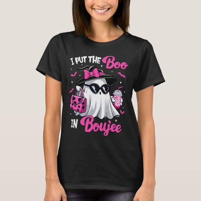 Boujee Boo Jee Spooky Ghost Pink Halloween Pumpkin T-Shirt (Vorderseite)