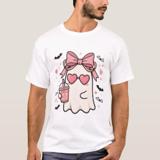 Boujee Ghost Rosa Schleifen Halloween T-Shirt