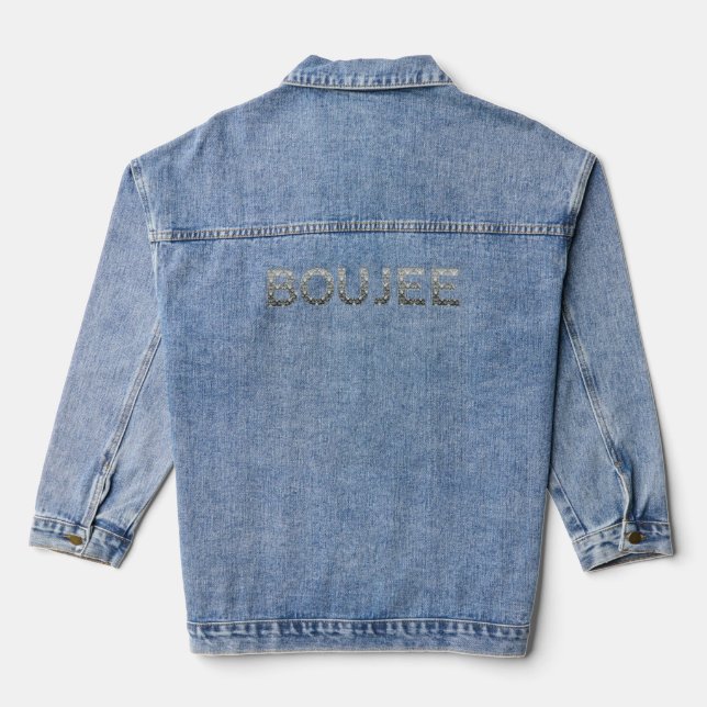 Boujee Imitats Diamond Letters Jeansjacke (Rückseite)