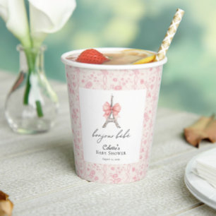 Boujour Bebe Paris French Toile Pink Baby Dusche Pappbecher