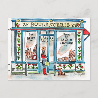 BOULANGERIE 28 Paris Aquarell Postkarte