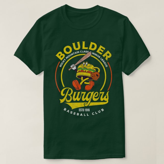 Boulder Burgers Retro Mini League Baseball Team T-Shirt (Design vorne)