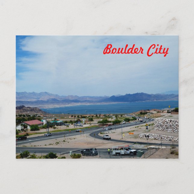 Boulder City and Lake Mead Postkarte (Vorderseite)
