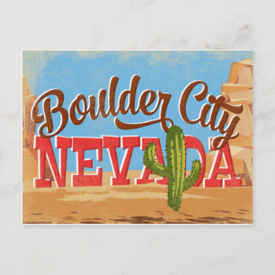 Boulder City Nevada Cartoon Desert Vintage Travel Postkarte