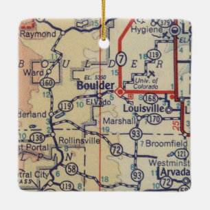 Boulder CO Vintag Map Keramikornament
