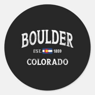 Boulder Colorado Co Flag Athletic Throwback Runder Aufkleber
