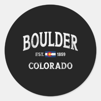 Boulder Colorado Co Flag Athletic Throwback Runder Aufkleber