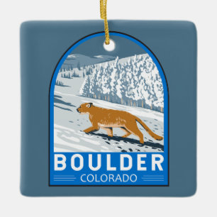 Boulder Colorado Cougar Retro Art Vintag Keramikornament