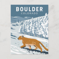 Boulder Colorado Cougar Retro Reise Kunst Vintage