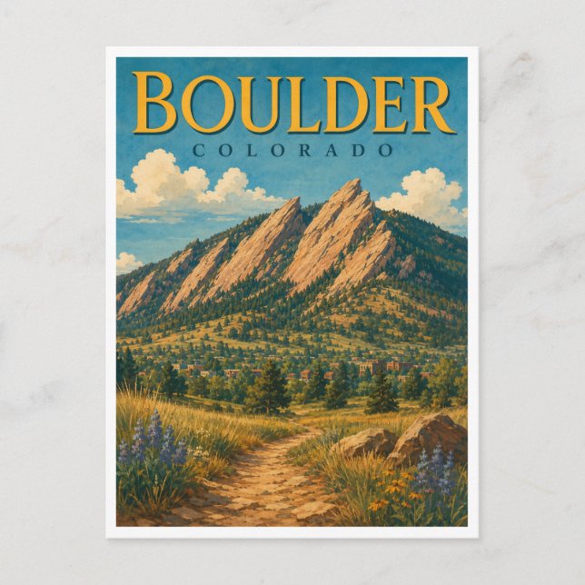 Boulder Colorado Flatirons GeoSaga Postkarte (Vorderseite)