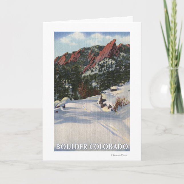 Boulder, Colorado - Flatirons im Winter Karte (Vorderseite)