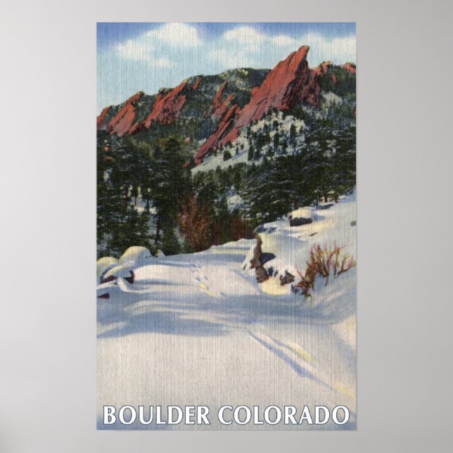 Boulder, Colorado - Flatirons im Winter Poster (Vorne)