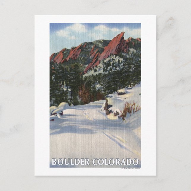 Boulder, Colorado - Flatirons im Winter Postkarte (Vorderseite)