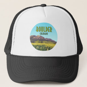 Boulder Colorado Flatirons Mountains Vintag Truckerkappe