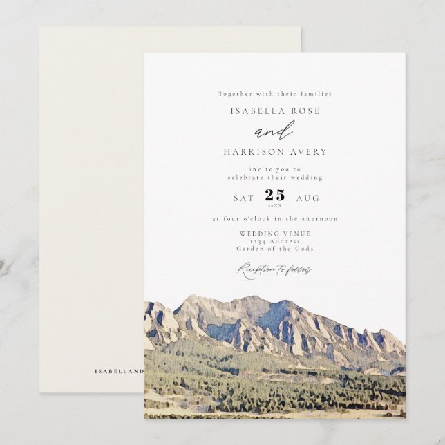 Boulder Colorado Flatirons Wedding Einladung (Vorne/Hinten)