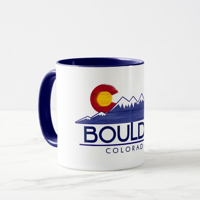 Boulder Colorado Holzmountains Tasse (Vorderseite Links)