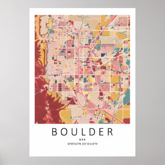 Boulder Colorado Karte Poster | Moderne Stadt Wand