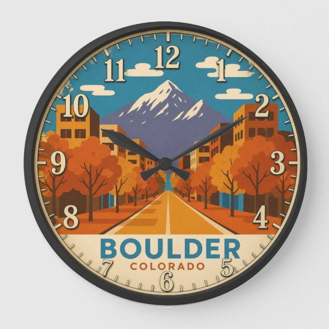 Boulder Colorado Mountain Große Wanduhr (Vorderseite)
