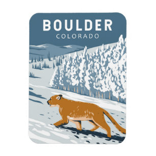Boulder Colorado Puma Retro Reise Kunst Vintage Magnet