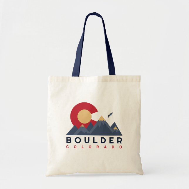 Boulder Colorado Retro Sunset Mountain Souvenirs Tragetasche (Vorne)