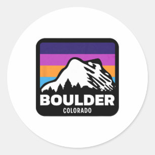 Boulder Colorado Skifahren Snowboarden Familienaus Runder Aufkleber