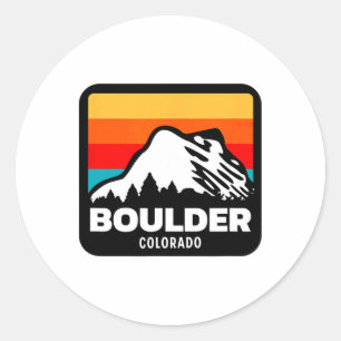 Boulder Colorado Skifahren Snowboarden Familienaus Runder Aufkleber