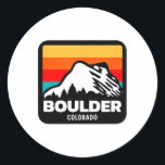 Boulder Colorado Skiing Snowboarding Family Trip 1 Runder Aufkleber<br><div class="desc">Boulder Colorado Skiing Snowboarding Family Trip 1</div>