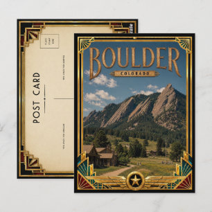 Boulder Colorado Vintage Art Deco Goldenes Zeitalt Postkarte