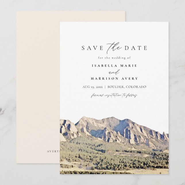 Boulder Colorado Wasserfarbe Save the Date Einladung (Vorne/Hinten)