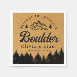 Boulder Colorado Wedding Minimalistisch Welcome Serviette