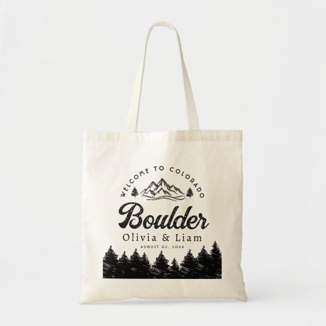 Boulder Colorado Wedding Minimalistisch Welcome Tragetasche (Vorne)