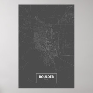 Boulder, Colorado (weiß auf Schwarzem) Poster