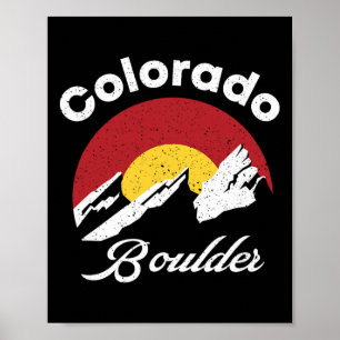 Boulder Flatirons Colorado Flagge Klettern Radfahr Poster