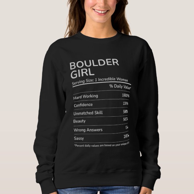 Boulder Girl Funny Colorado Heimat Sweatshirt (Vorderseite)