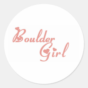 Boulder Girl T-Shirts Runder Aufkleber