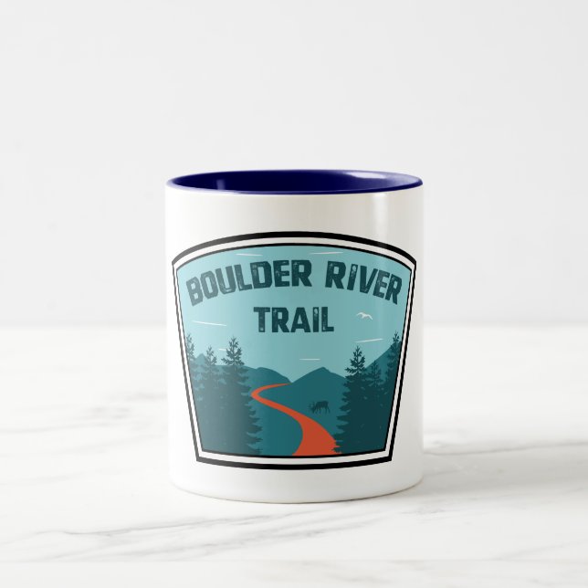 Boulder River Trail Washington Zweifarbige Tasse (Mittel)