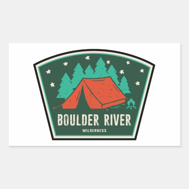 Boulder River Wilderness Camping Rechteckiger Aufkleber (Vorderseite)