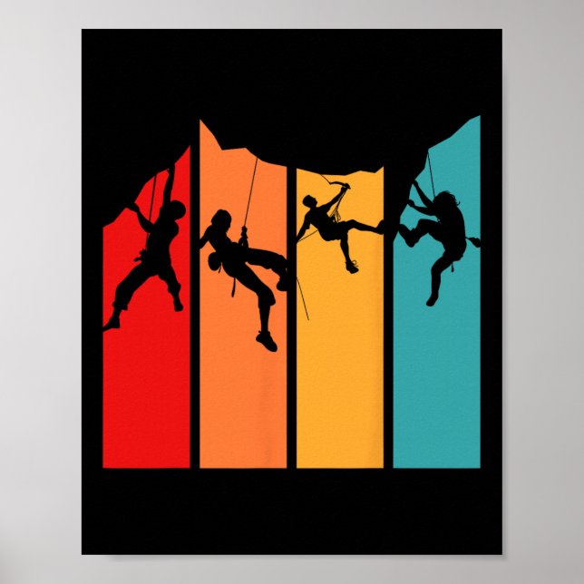 Boulder Sport Hobby Kletterer Retro Klettern  Poster (Vorne)