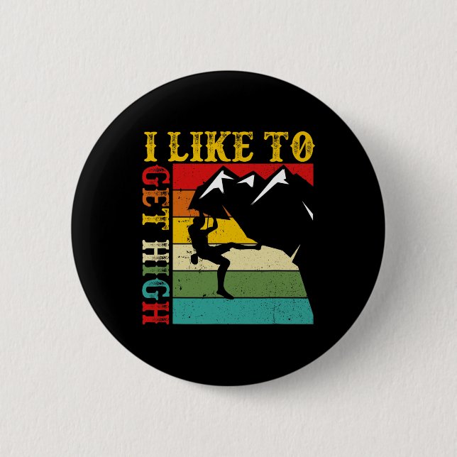 Boulderen Ich mag es hoch Berg Indoor  Button (Vorderseite)